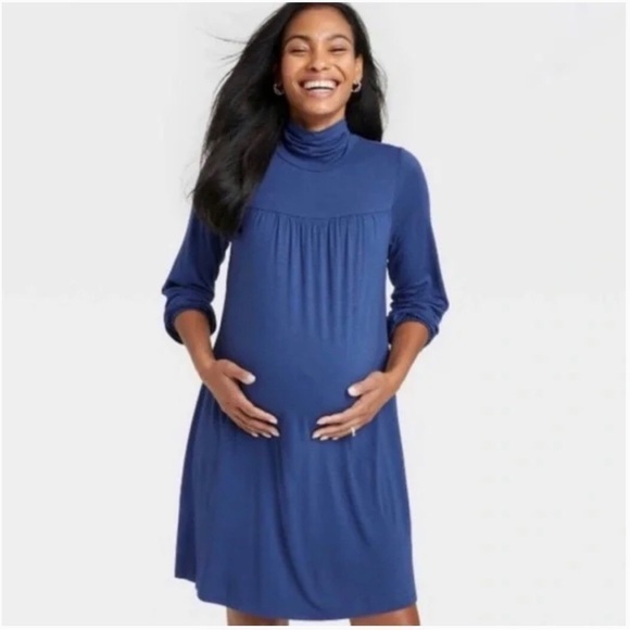THE NINES by Hatch Maternity Turtle Neck Swing Dress Size S - Picture 4 of 13